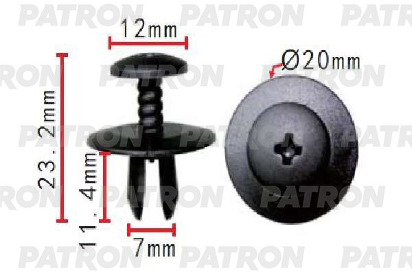 Клипса пластмассовая ввинчивающаяся (черная) BMW \ MINI P37-1662 P371662 PATRON