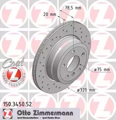 диск тормозной !Sport задн. 320x20/78-5x120 \ BMW X5/X6 3.0i/3.0-3.5D 07> 150.3450.52 ZIMMERMANN