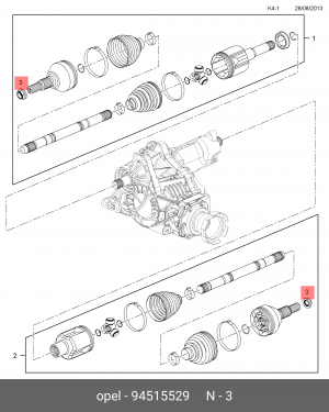 Гайка OPEL Antara (07-) ступицы передней OE 94515529 GENERAL MOTORS