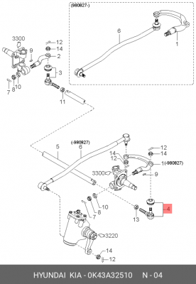 Наконечник рулевой тяги HYUNDAI HD35 (17-) KIA Bongo (98-) левый OE 0K43A32510 HYUNDAI KIA