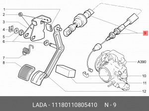 Трос акселератора ВАЗ-1118 в сборе АвтоВАЗ 11180-1108054-10 LADA VAZ