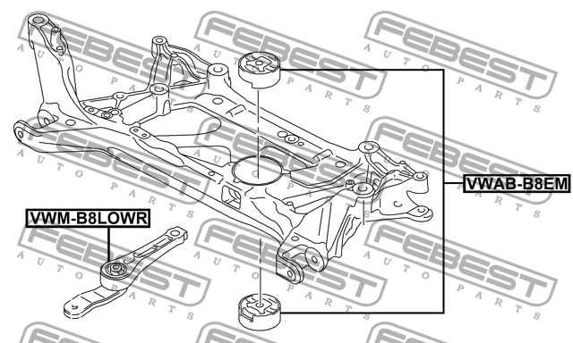 Опора двигателя VW Golf 7 (12-) задняя FEBEST VWM-B8LOWR FEBEST