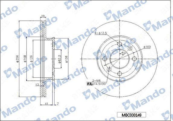Диск тормозной HYUNDAI Elantra (98-),Sonata (98-),Coupe (98-) передний (1шт.) MA MBC030150 MANDO