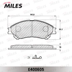Колодки тормозные передние (Смесь Low-Metallic) SUZUKI SX4 13-/VITARA 15- (TRW G E400605 MILES