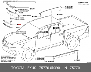 757700K390 МОЛДИНГ 75770-0K390 TOYOTA