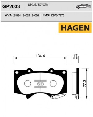 колодки дисковые передние! HAGEN\ Toyota Land Cruiser J12 4.0i/3.0D 03> GP2033 HAGEN