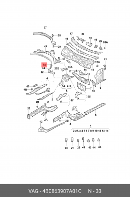 клипса!\ Audi A2 00-05 4B0 863 907 A 01C VAG