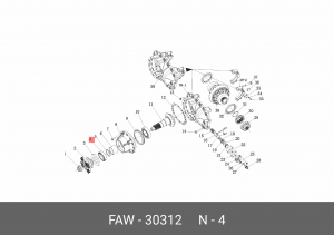 Подшипник FAW 3250 (6х6) редуктора переднего моста (конический) OE 30312 FAW