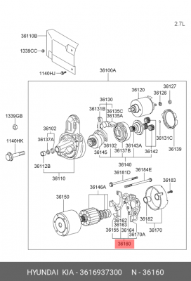 Щеткодержатель стартера 3616937300 HYUNDAI KIA