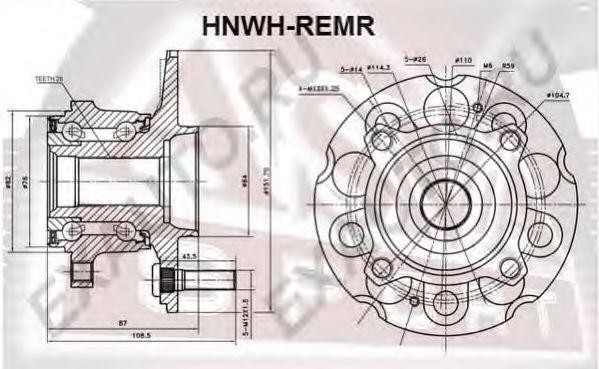 Ступица HONDA CR-V (07-) задняя с подшипником ASVA HNWH-REMR ASVA
