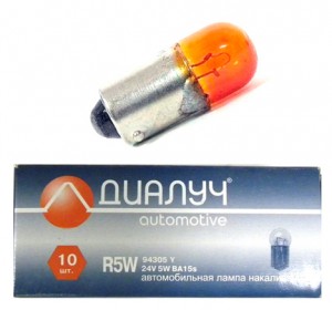 94305Y ЛАМПА R5W 24V 5W BA15S ЖЕЛТАЯ 94305Y DIALUCH