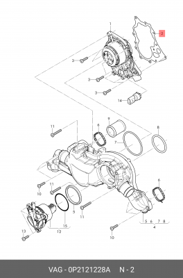 0P2121228A Прокладка помпы audi Q7 16--, A8 18--, Q8 19-- 4.0 0P2121228A 0P2 121 228 A VAG