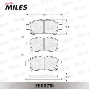 Колодки тормозные передние (Смесь CERAMIC серия PRO) TOYOTA YARIS 1.0-1.3 (TRW G E500215 MILES