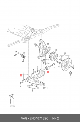 Сайлентблок VW Crafter (16-) рычага переднего задний ОЕ 2N0 407 182 C VAG