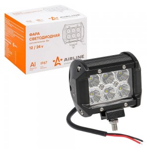 Фара светодиодная (балка) двухрядная, 6 LED рассеянный свет, 18W (98х78х65) 12/2 ALED041 AIRLINE