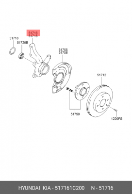 Кулак поворотный HYUNDAI Getz правый (c АБС) OE 517161C200 HYUNDAI KIA