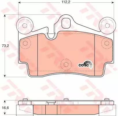 Колодки задние AUDI Q7 (4L), PORSCHE CAYENNE (955) (112,2x73,2x16,6) GDB1653 GDB1653 TRW