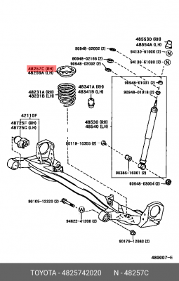 ИЗОЛЯТОР ПРУЖИНЫ/ INSULATOR, RR COIL 48257-42020 48257-42020 TOYOTA