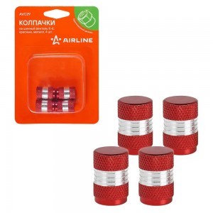 Колпачки на шинный вентиль K-6, красные, металл, 4 шт. (AVC29) AVC29 AIRLINE