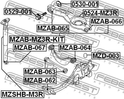 Сайлентблок задн тяги MAZDA 3 BK 2003-2008 MZAB-065 MZAB065 FEBEST