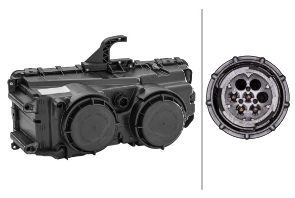 фара !правая прямоуг. лампа H7/H1 без повор. и коррект. \MB Axor 2 1DB247011-021 HELLA