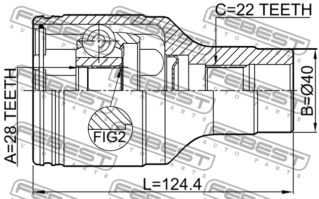 Шрус внутренний правый 28x40x22 0711RM415RH FEBEST