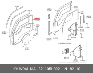 Уплотнитель двери HYUNDAI HD65,72,78 левой круговой OE 821105H002 HYUNDAI KIA