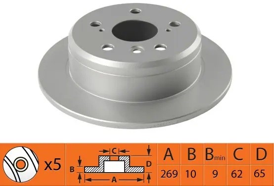 Диск тормозной LEXUS ES300 08.9607.01, ES330 07.0303.06, TOYOTA BR21222 BR21222 SB NAGAMOCHI