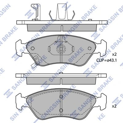 Колодки тормозные KIA Clarus (96-99) передние SANGSIN SP1079F SANGSIN