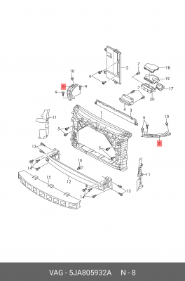 SEAT TOLEDO (2013>) / SKODA RAPID (2013>) ПРАВЫЙ 5JA 805 932 A VAG