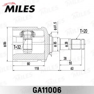 ШРУС внутренний левый TOYOTA AVENSIS 97-03 GA11006 GA11006 MILES