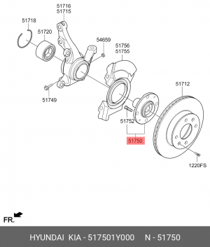 Ступица KIA Picanto (11-) передняя OE 517501Y000 HYUNDAI KIA
