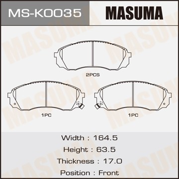 колодки дисковые передние!\ Haval H9 17>, Hyundai H-1 II 07> MSK0035 MASUMA