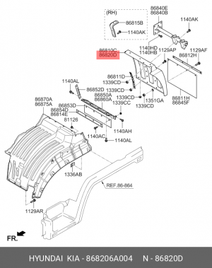 Брызговик HYUNDAI HD120 передний правый OE 868206A004 HYUNDAI KIA
