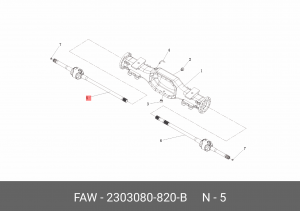 Полуось левая в сборе (с ШРУС) 6х6 J6 2303080-820-B FAW
