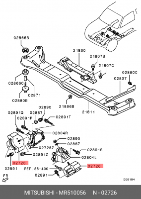подушка двигателя передняя!\ Mitsubishi Pajero/Montero III V65W/V75W 00-06 MR510056 MITSUBISHI