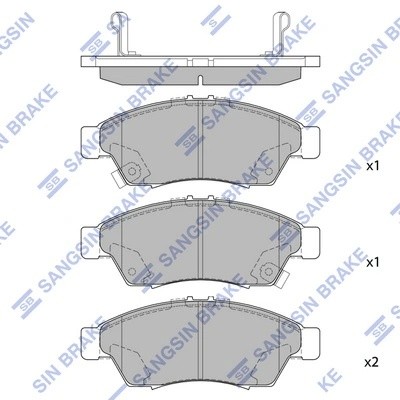 Колодки тормозные SUZUKI Liana (02-) (1.3/1.6) передние (4шт.) SANGSIN SP1541 SANGSIN