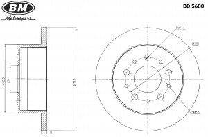 Диск тормозной, 280 мм (1шт)  BD5680 BD5680 BM MOTORSPORT