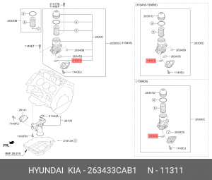 УПЛОТНИТЕЛЬНОЕ КОЛЬЦО МАСЛЯНОГО ФИЛЬТРА ДВИГАТЕЛЯ 26343-3CAB1 263433CAB1 HYUNDAI KIA