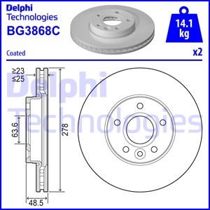 Диск тормозной передний FORD FOCUS II/III BG3868C BG3868C DELPHI
