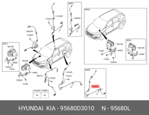 Датчик АБС HYUNDAI Tucson (15-) (4WD) колеса заднего левого OE 95680D3010 HYUNDAI KIA