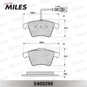 Колодки тормозные передние (с датчиком) (Смесь Low-Metallic) (VW TOUAREG R16 03) E400298 MILES