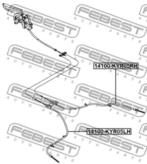 Трос ручника левый SSANG YONG KYRON 2005-2013 14100-KYR05LH 14100-KYR05LH FEBEST