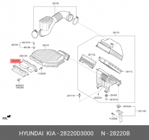 Воздуховод системы вентиляции HYUNDAI/KIA 28220D3000 HYUNDAI KIA