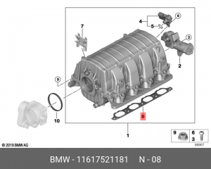 прокладка впускного коллектора!\ BMW E60/E63/E64 03-10 11 61 7 521 181 BMW