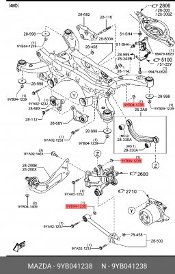 Гайка MAZDA OE 9YB041238 MAZDA
