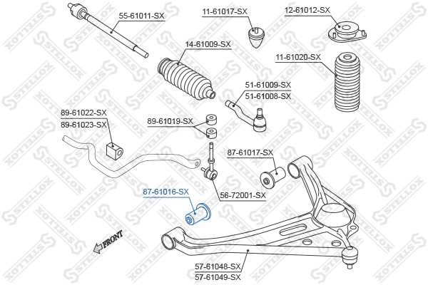 сайлентблок рычага пер.!\ Suzuki Grand Vitara SQ 98> 87-61016-SX STELLOX