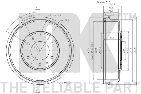 253014NK барабан тормозной!\ Mitsubishi L200 2.5DI-D 05> 253014 NK
