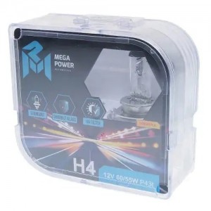 Лампа 12V H4 60/55W P43t бокс (2шт.) Standart MEGAPOWER 37033022 MEGA POWER