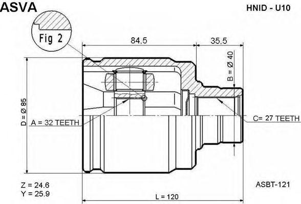 ШРУС ВНУТРЕННИЙ ЛЕВЫЙ 32x40x25 HONDA CR-V 97-00 AT+MT [12] HNIDU10 HNID-U10 ASVA